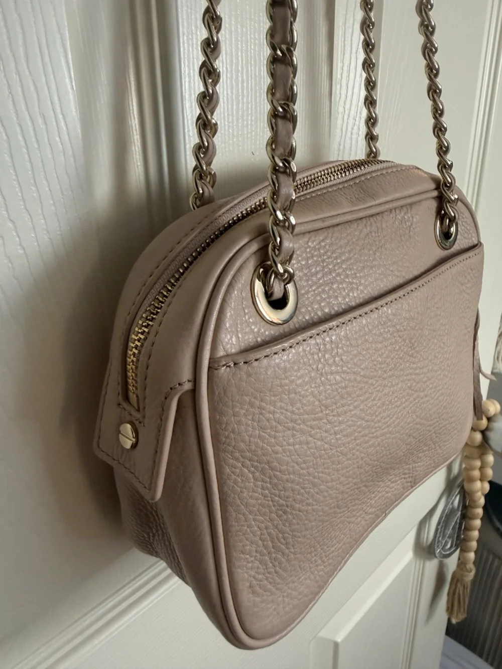 Tory Burch Bombé Chain Crossbody Bag Light Oak Blush Pink Leather